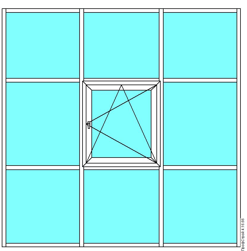 Витражная конструкция с окном 3000х3000